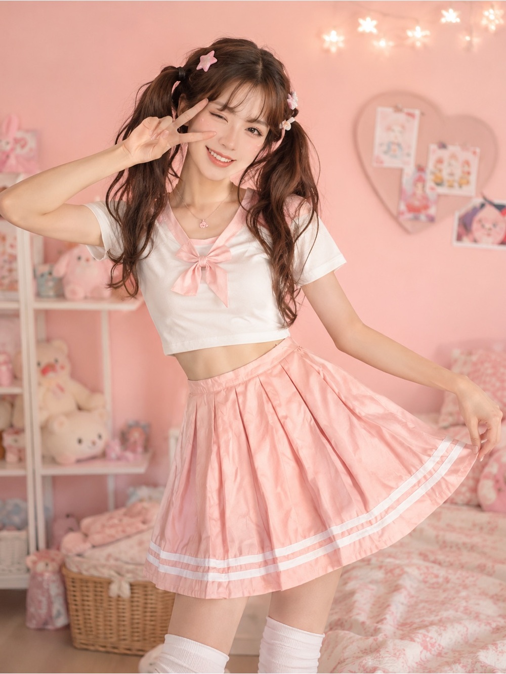 Hot Topic Pastel Pink Pleated Tennis Skirt Kawaii Pastel Goth Coquette LG NWOT